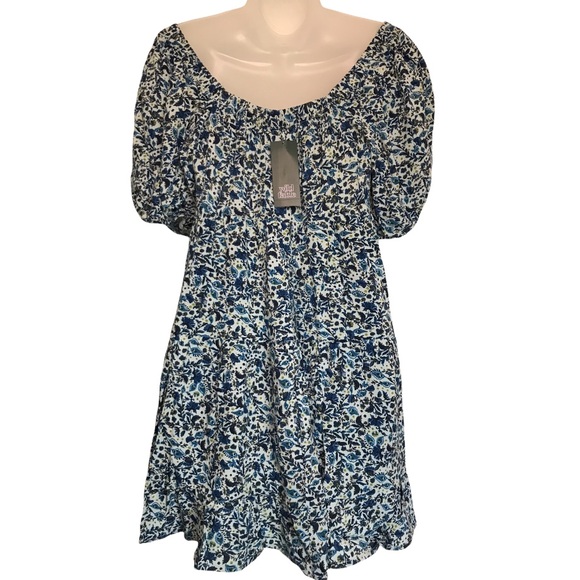 Wild Fable Ruffled Blue Floral Tiered Babydoll Dress - Picture 10 of 10
